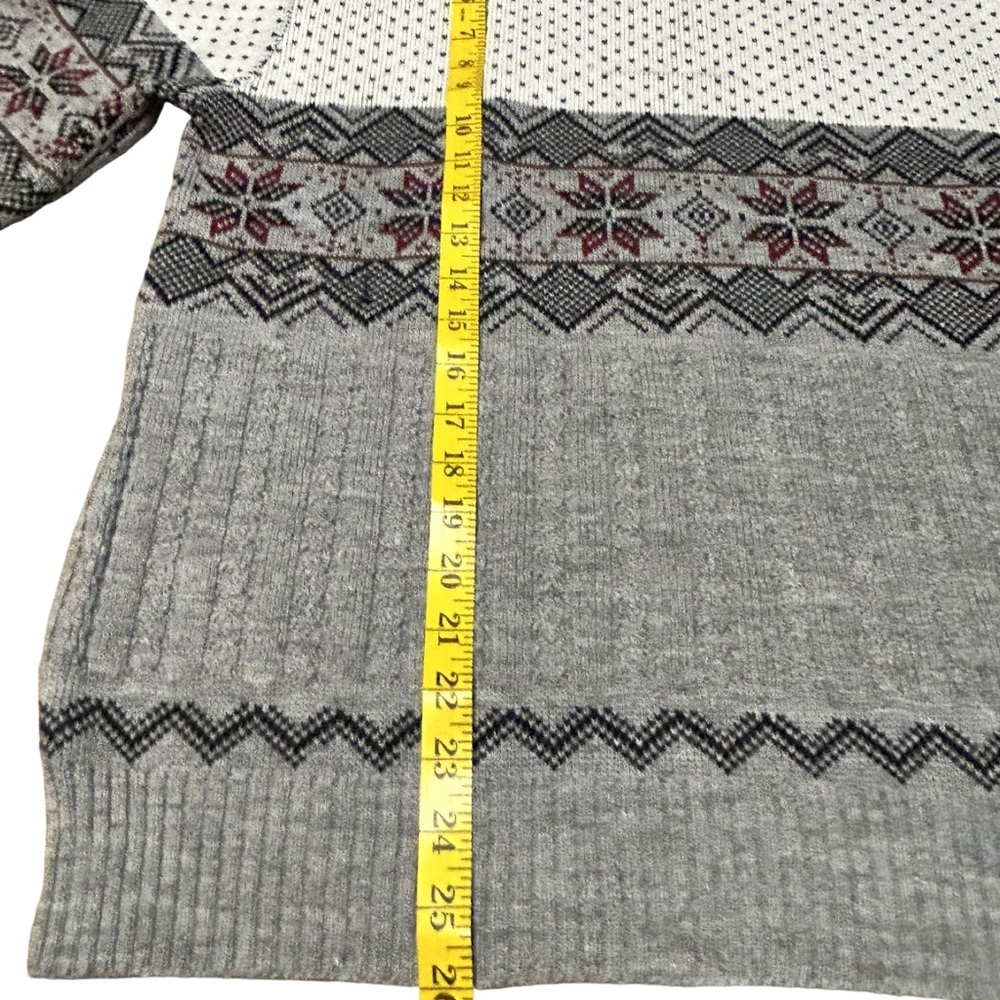 Vintage KP Collection Nordic Sweater Gray Fair Isle Men’s Large - Picture 9 of 14